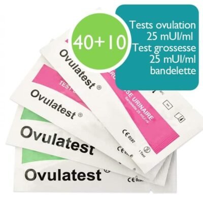 40 tests d'ovulation bandelette 25 mUI/ml + 10 test de grossesse 25 mUI/ml